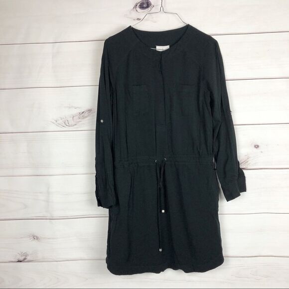 Lou & Grey for LOFT Black Drawstring Shirt Dress size XS - Picture 1 of 7